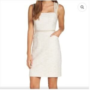 Lilly Pulitzer Gold Sheath Dress Beaded Trim 6 Cocktail Wedding Guest Graduation